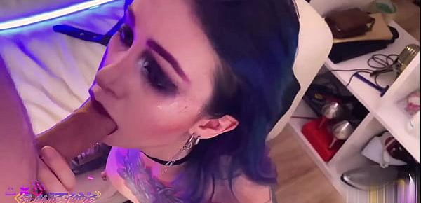  Hot Teen Deepthroat and Doggystyle Anal after Neon Party